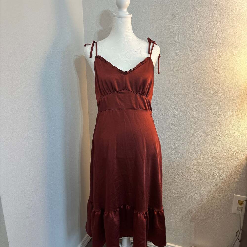 NWT Women's Nine West Strappy Midi Dress M - Paprika Red